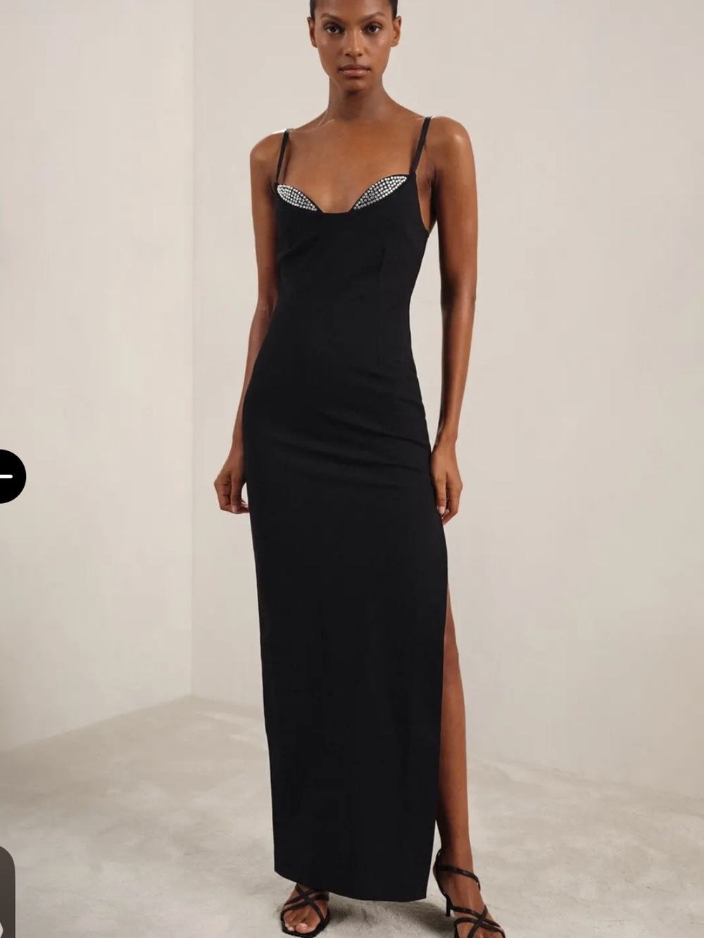 Good American Black Strappy Maxi Dress with Rhinestone Detail! New! XL